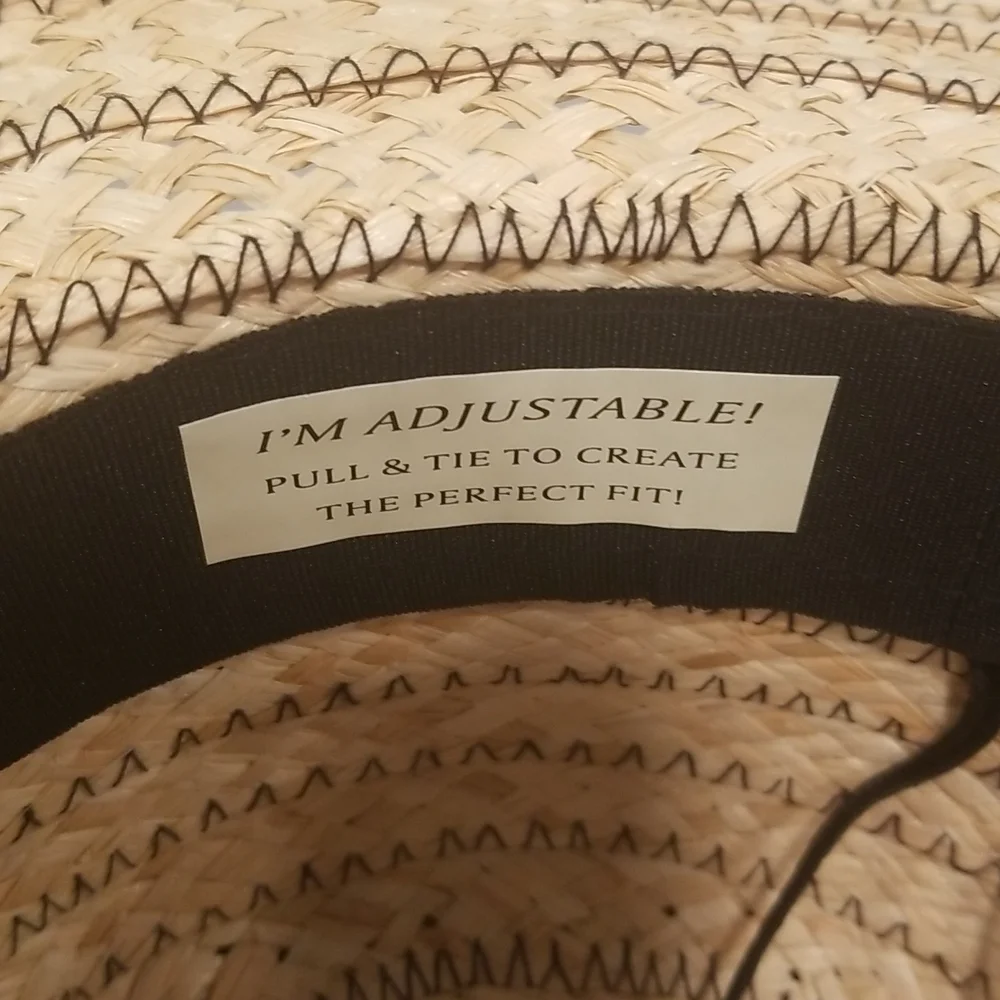 💕MICHAEL STARS💕 Raffia Embroidered A La Playa Straw Floppy Hat NWT - Picture 7 of 11